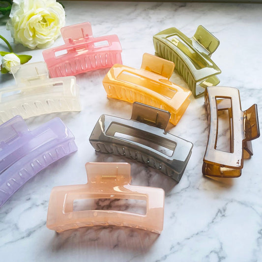 Large Jelly Color Hair Claw Clips, Women Hair Claw, Big Rectangle Hair Clamp for Girl, Girlish Hair Clip, Hair Accessories, Gift for Her